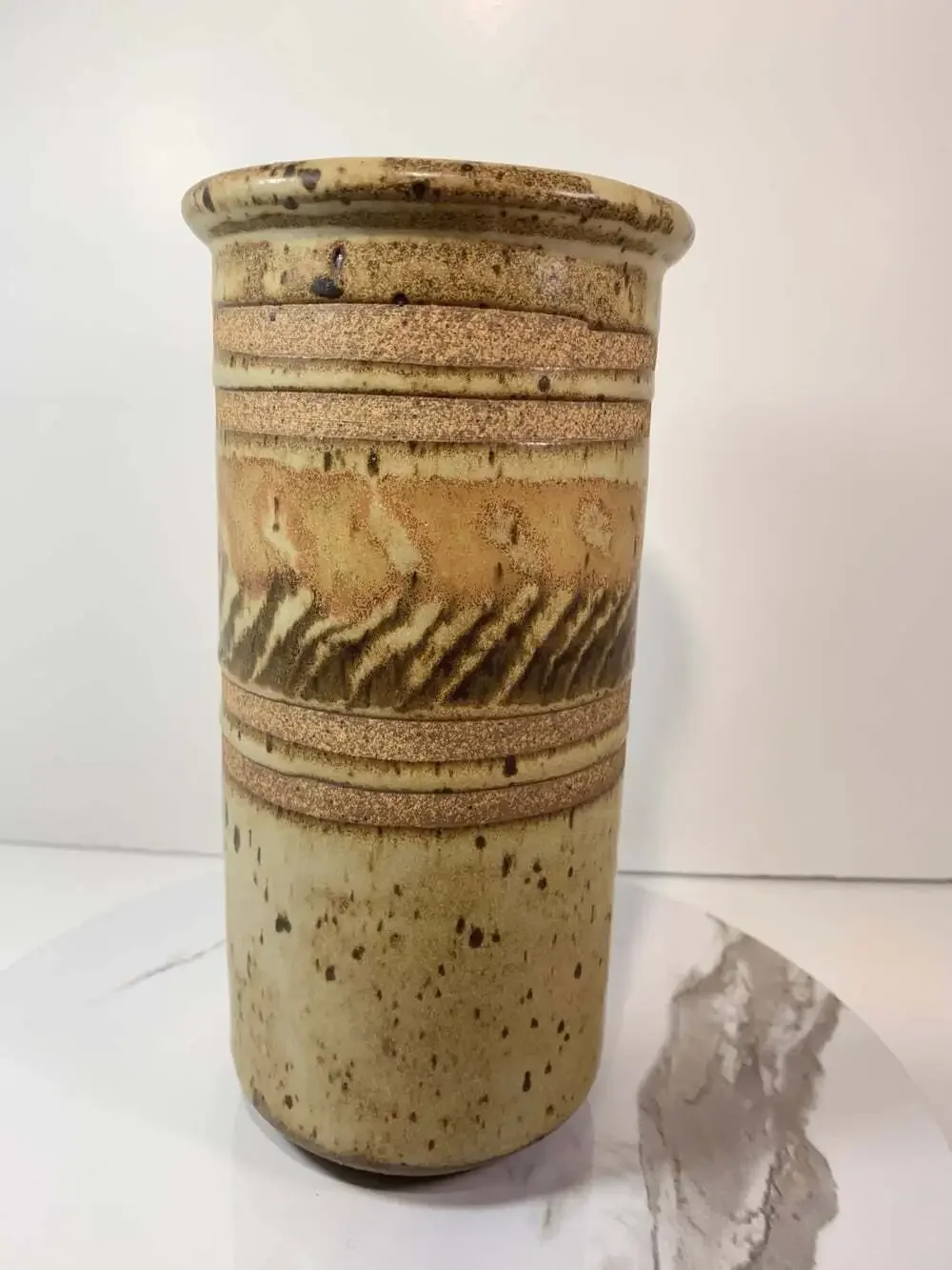 Artist Signed Pottery Vase Earth Tones beautiful